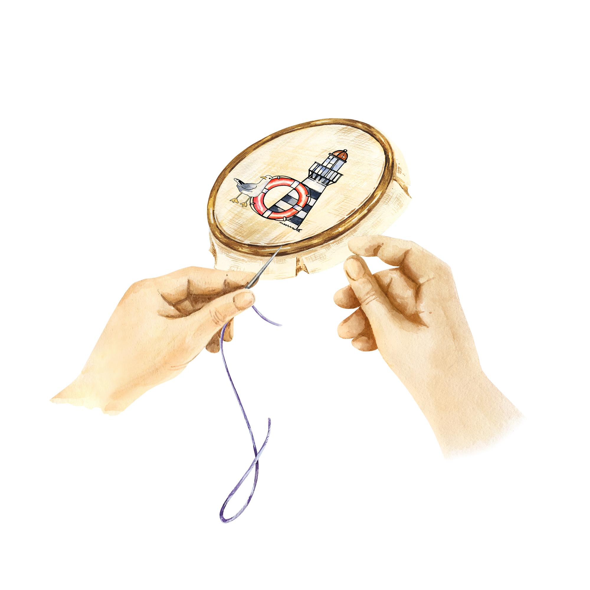 Artisan embroiderer at work with hoop